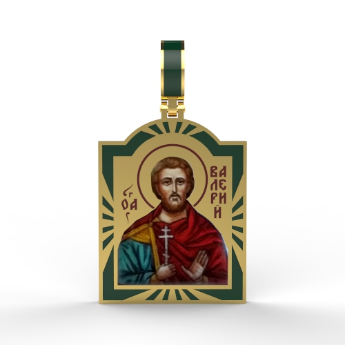 Нательная икона с росписью по эмали(финифть)Святой Валерий