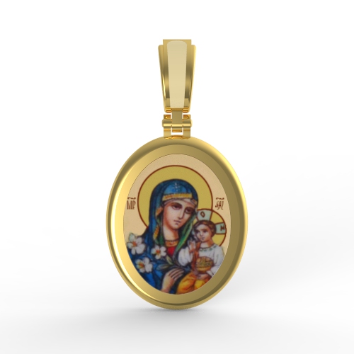 Нательная иконка с финифтью Богородица Неувядаемый цвет